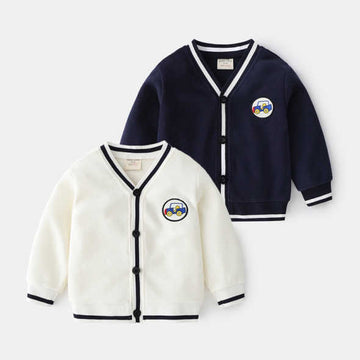 Boys Car Embroidered Cardigan