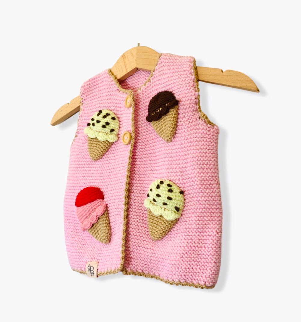 Handmade Knit Sweater Vest Ice cream