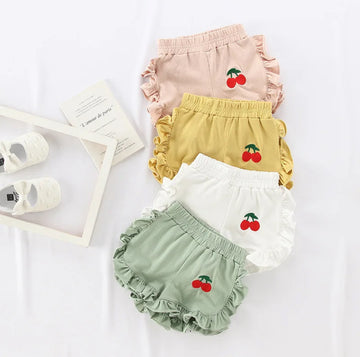 Cherry Embroidery Ruffle Short