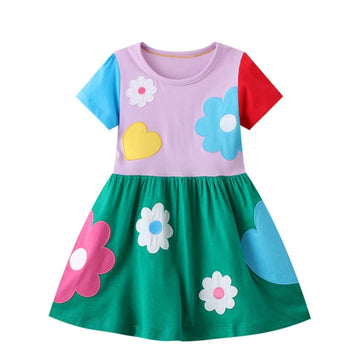 Colorblock Flower Dress