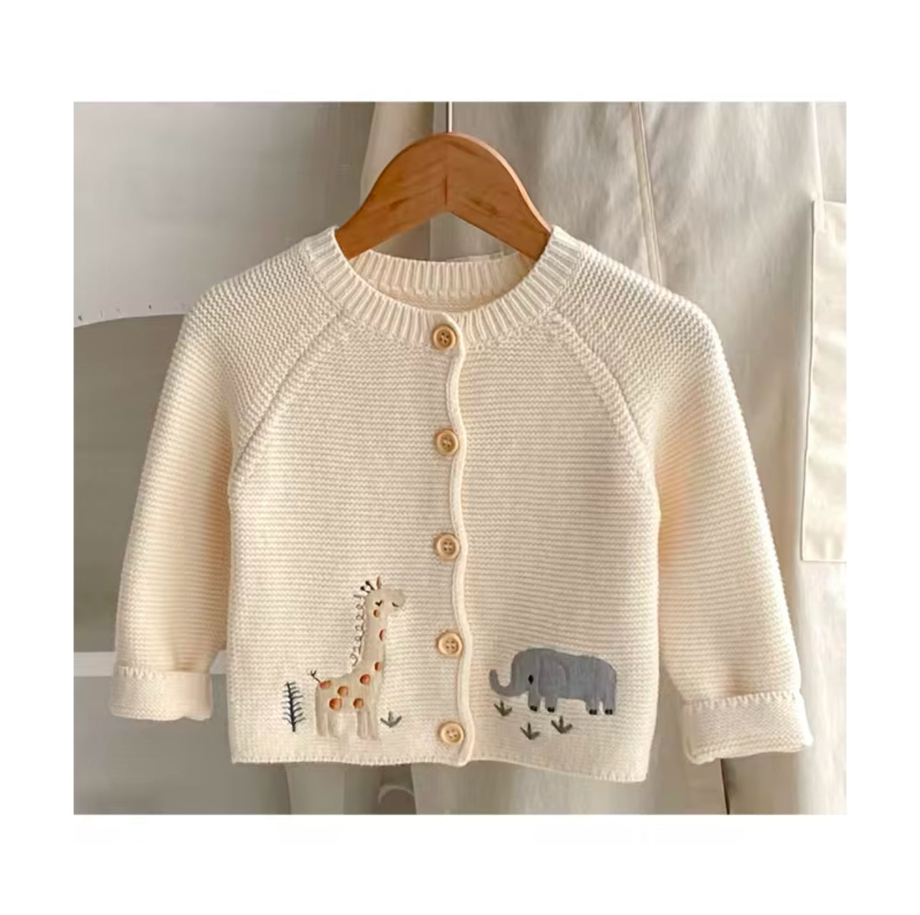 Baby Giraffe and Elephant Cardigan