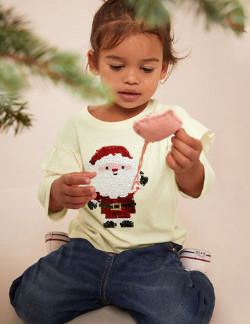 Long Sleeve Santa Sequin T-Shirt